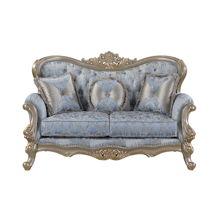 Royale Loveseat in Blue and Champagne