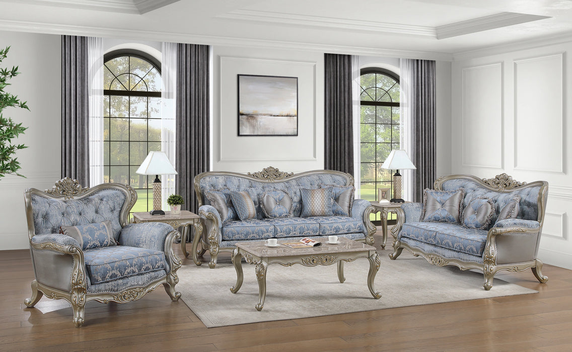 Royale Chair in Blue and Champagne