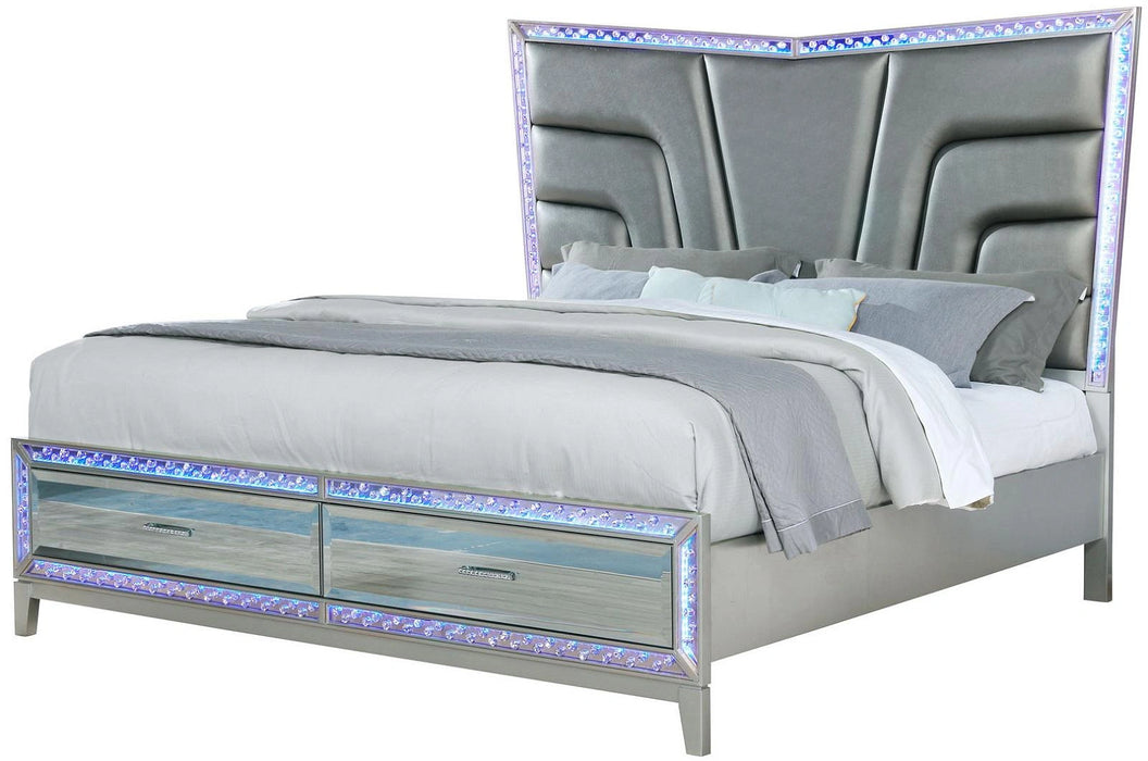 Galaxy Home Luxury Queen Storage Bed in Silver GHF-808857739247