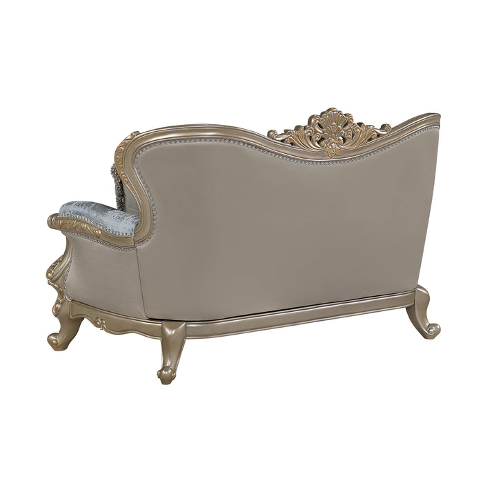 Royale Loveseat in Blue and Champagne