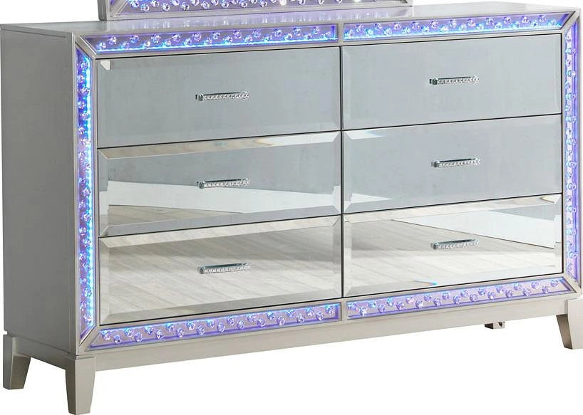 Galaxy Home Luxury 6 Drawer Dresser in Silver GHF-808857996602