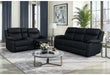 U6026 Black Pu 72A Rec Sofa/Console Rec Loveseat with LED and Speaker