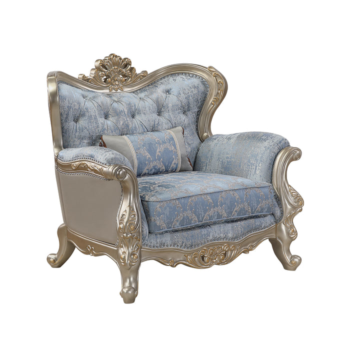 Royale Chair in Blue and Champagne