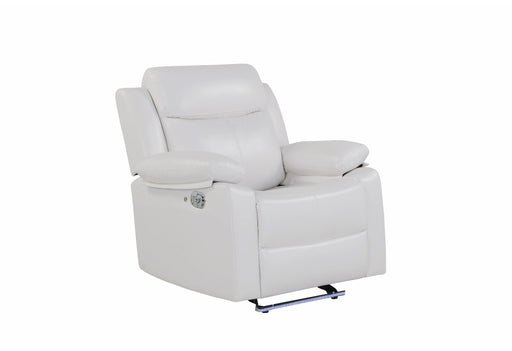 U6026 Blanche White Glider Recliner with LED