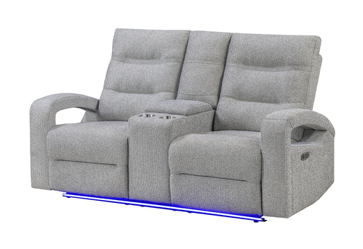 U6611 Grey 15 Power Console Reclining Loveseat with LED