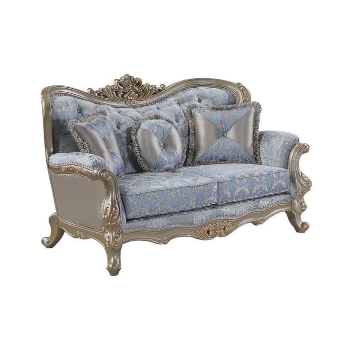 Royale Loveseat in Blue and Champagne