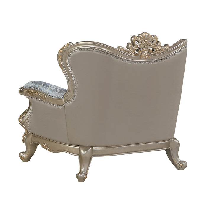 Royale Sofa in Blue and Champagne