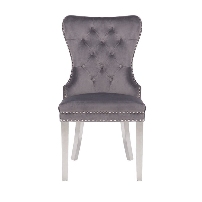 Galaxy Home Simba Stainless Steel Legs Dining Chair (Set of 2) in Grey