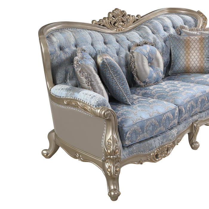 Royale Sofa in Blue and Champagne