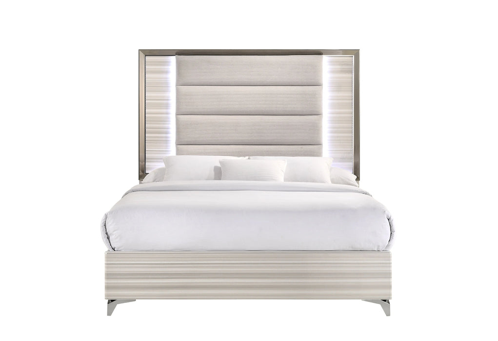 Zambrano White Bed with LED