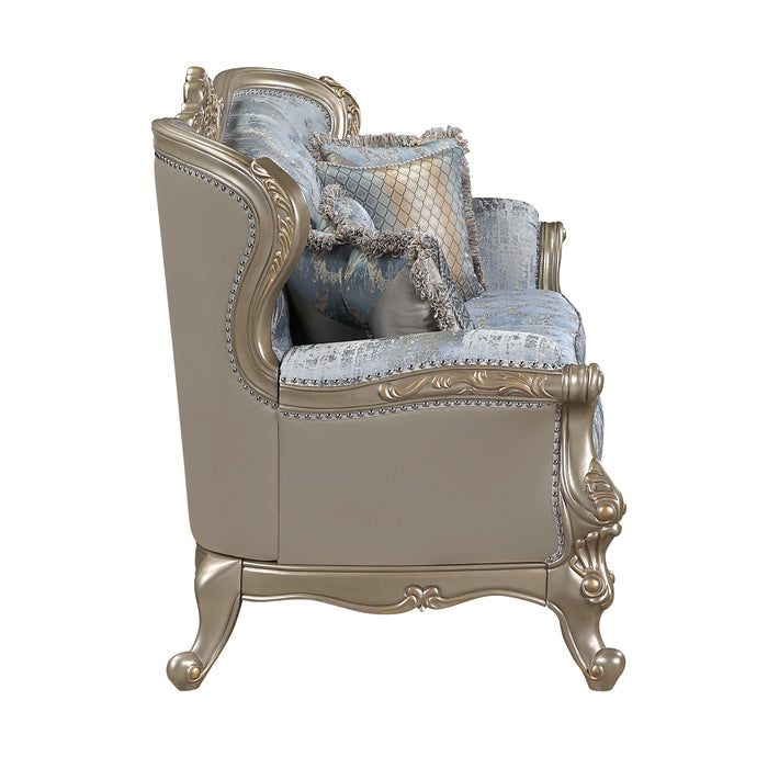 Royale Sofa in Blue and Champagne