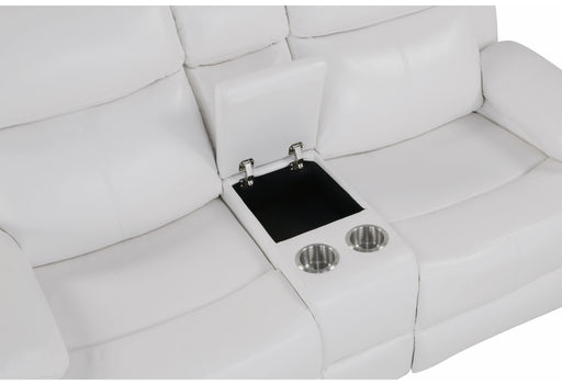 U6026 Blanche White Rec Sofa/Console Rec Loveseat with LED and Speaker