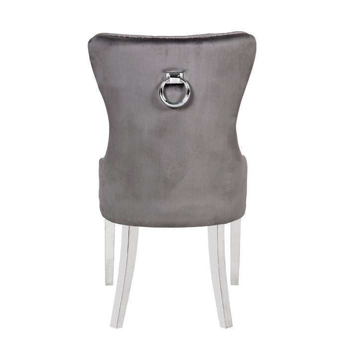Galaxy Home Erica Stainless Steel Legs Dining Chair (Set of 2) in Dark Gray