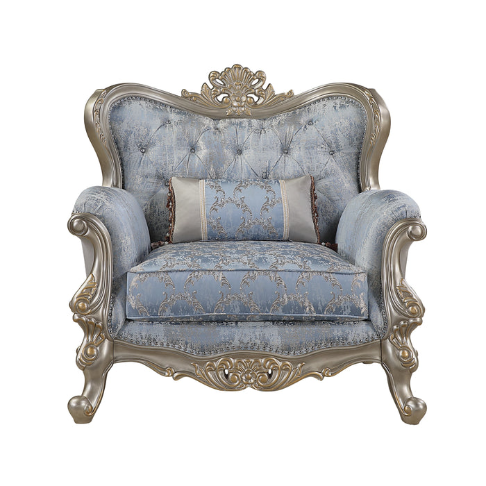 Royale Chair in Blue and Champagne