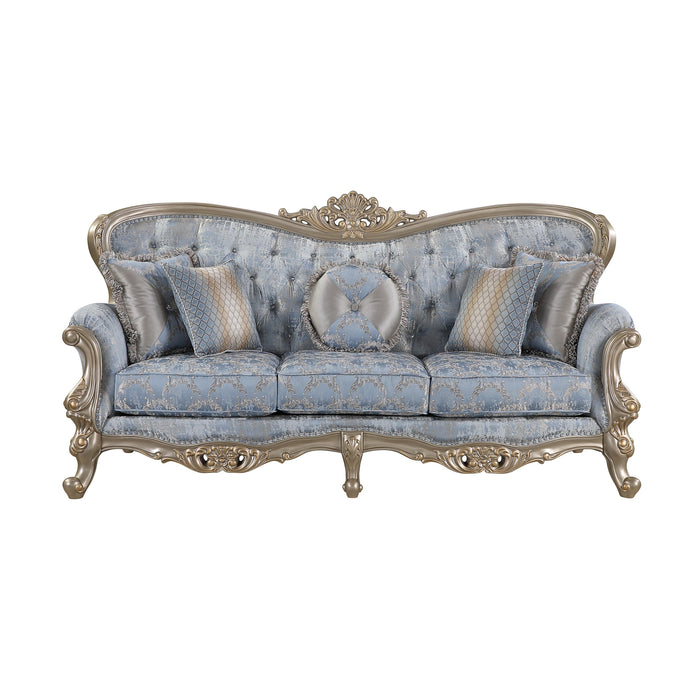 Royale Sofa in Blue and Champagne