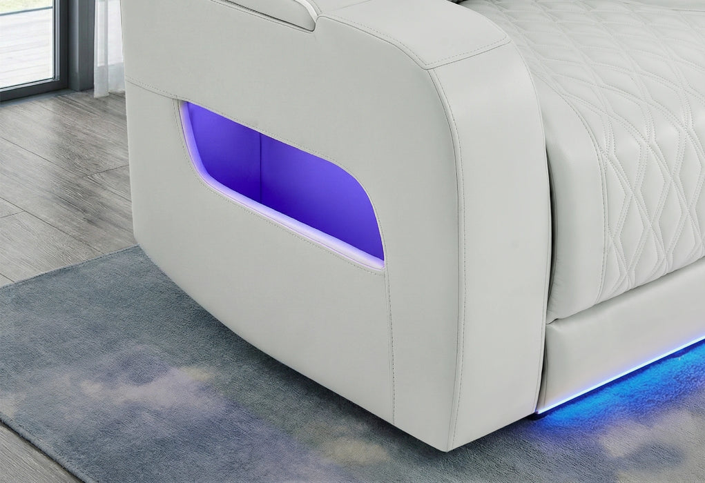 U8611 Blanche Pwr Con Rec Loveseat with PHR, LED and Speaker