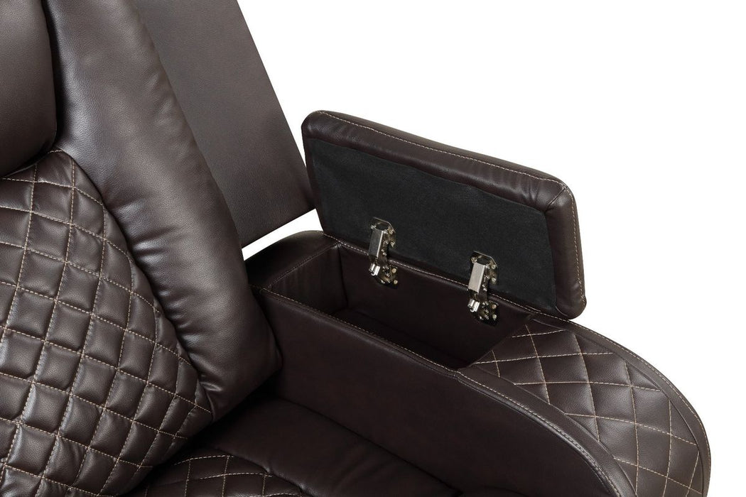 Galaxy Home Benz LED & Power Reclining Loveseat in Brown