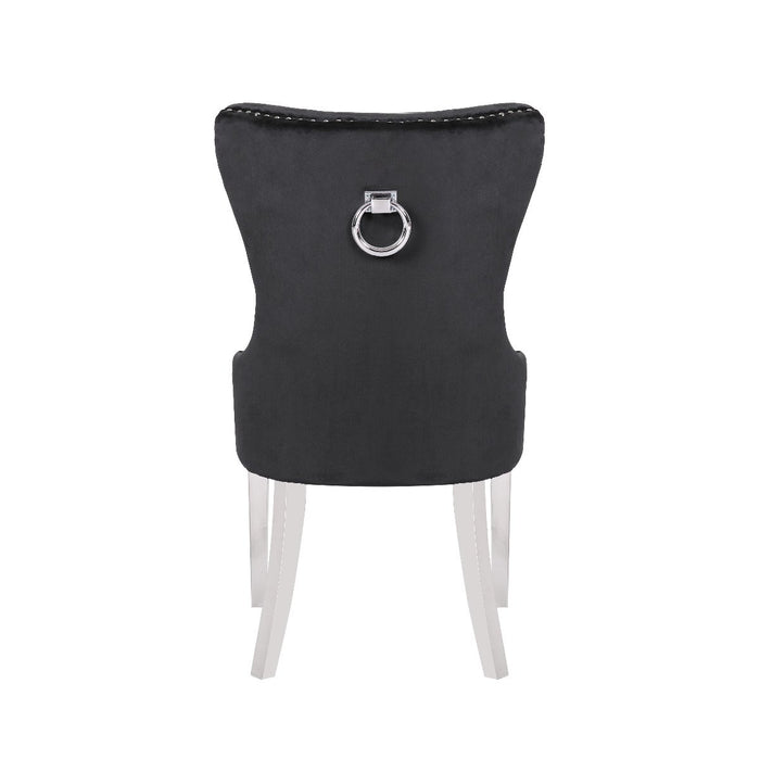 Galaxy Home Erica Stainless Steel Legs Dining Chair (Set of 2) in Black