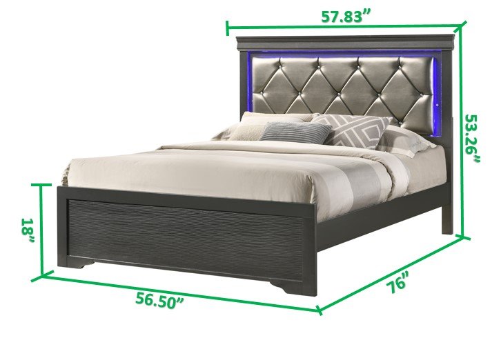 Galaxy Home Brooklyn Full Bed in Gray