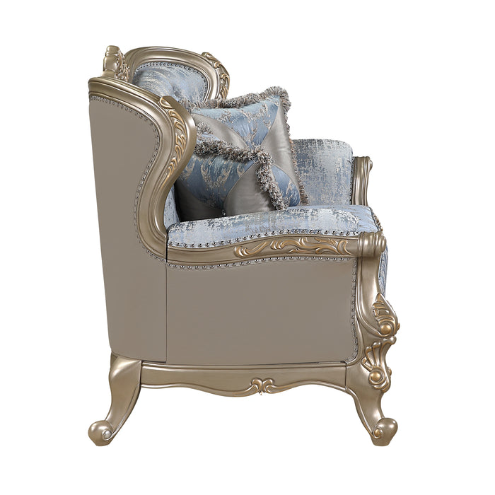 Royale Loveseat in Blue and Champagne