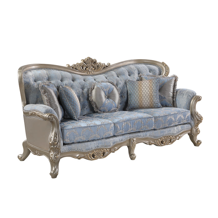 Royale Sofa in Blue and Champagne