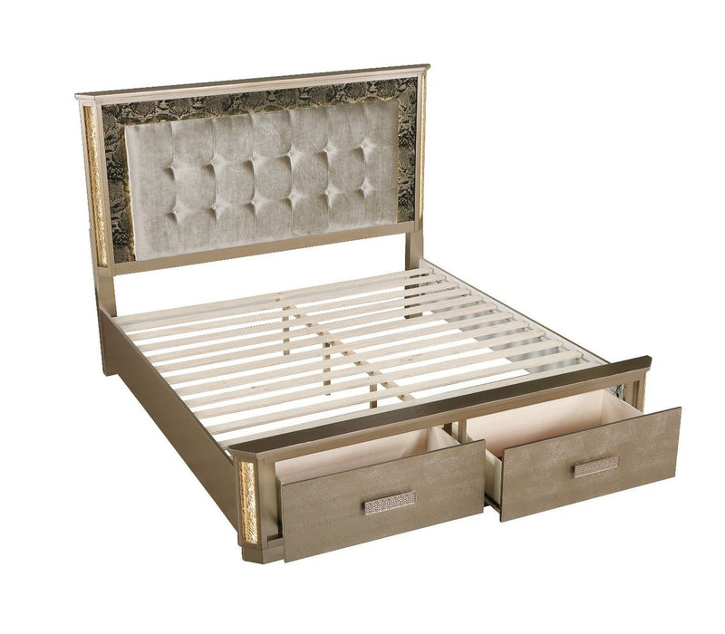 Galaxy Home Medusa Queen Bed in Gold