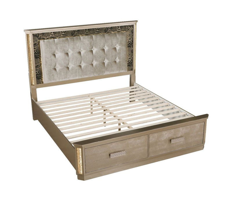 Galaxy Home Medusa Queen Bed in Gold