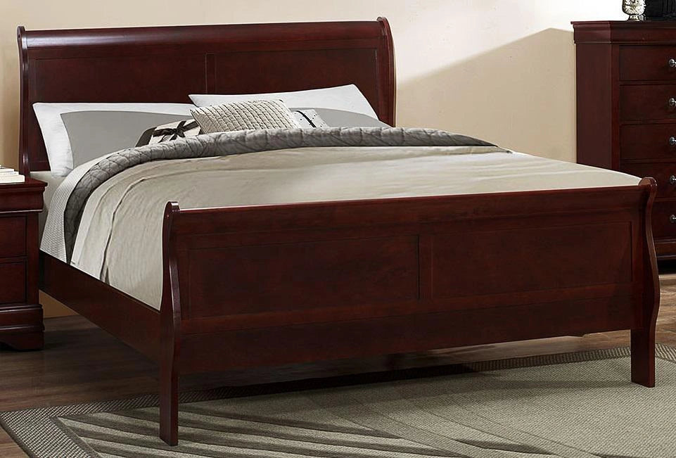 Galaxy Home Louis Phillipe Twin Sleigh Bed in Cherry GHF-808857629654