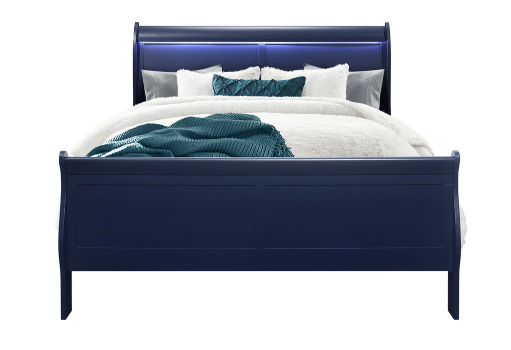 Charlie Blue Queen Bed, Dresser, Mirror and 2 Nightstands