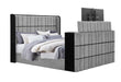 Isabella Grey Bed with LED, TV Lift, Speaker and Fireplace