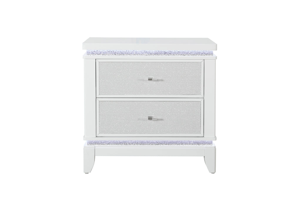 Alina White Nightstand with LED and USB