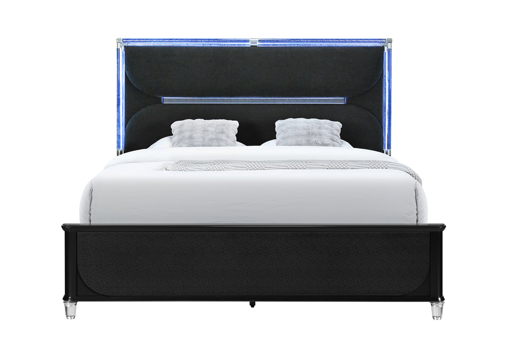 Lando Black Bed with Continuous LED