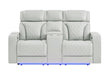 U8611 Blanche Pwr Con Rec Loveseat with PHR, LED and Speaker