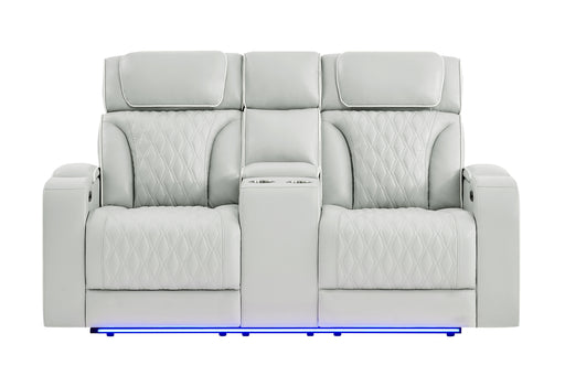 U8611 Blanche Pwr Con Rec Loveseat with PHR, LED and Speaker