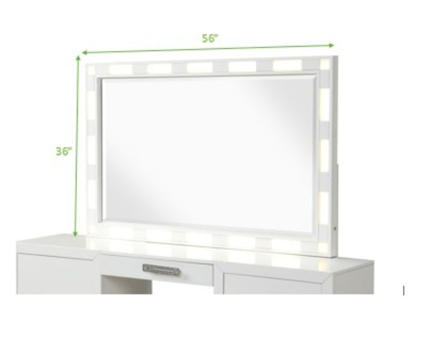 Galaxy Home Coco Solid Wood Mirror Milky White