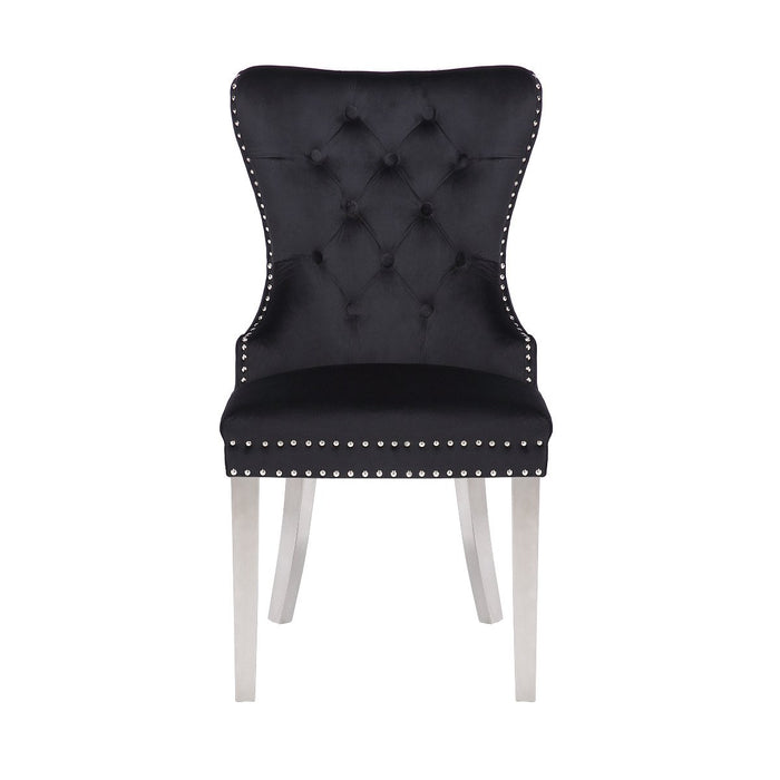 Galaxy Home Simba Stainless Steel Legs Dining Chair (Set of 2) in Black