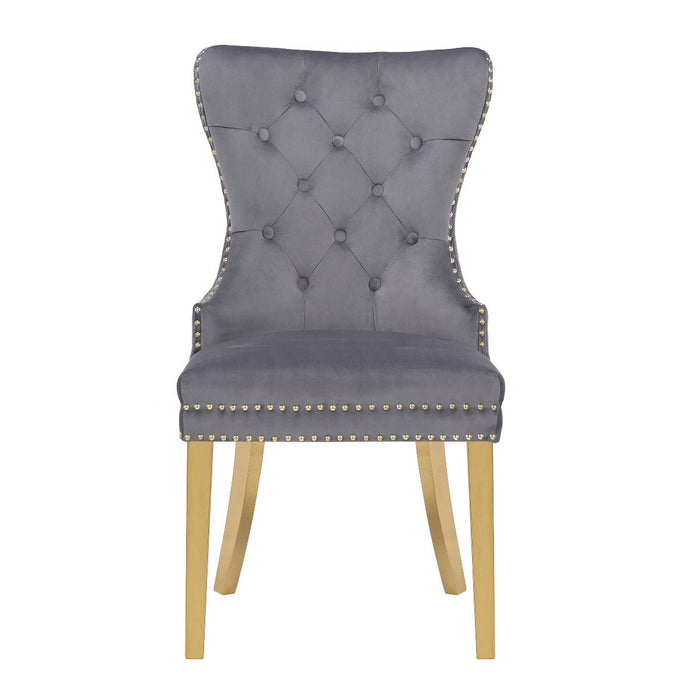 Galaxy Home Simba Gold Legs Dining Chair (Set of 2) in Grey