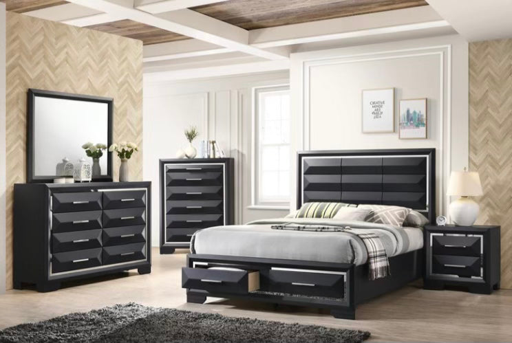 B140 Matte Black Bedroom Set