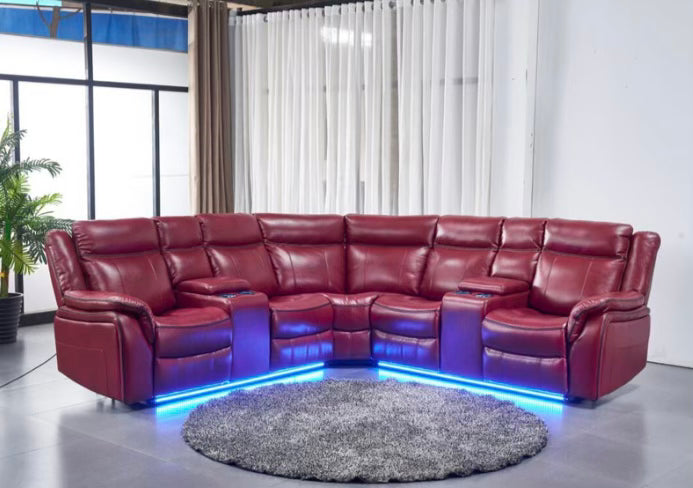 FD412 3 Piece Leather Power Sectional