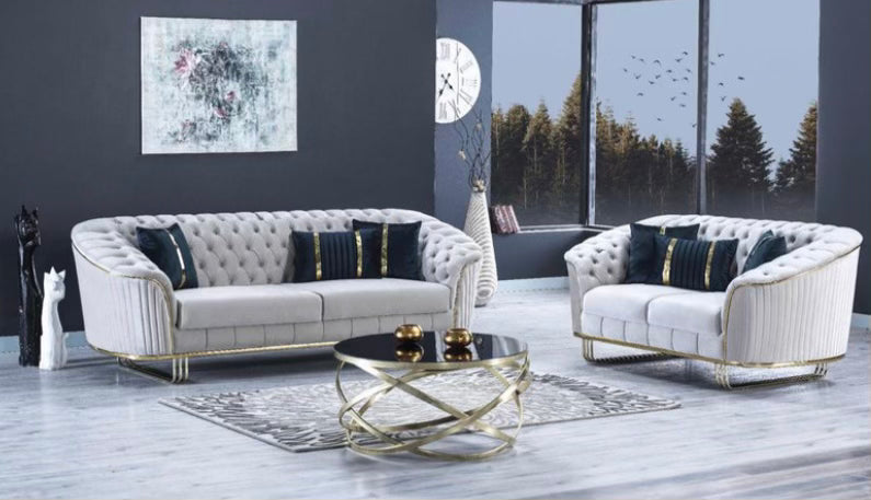 FD520 Off White Velvet Livingroom Set